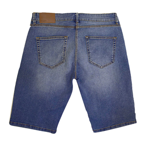 Shorts en jean pour homme, coupe bootcut, taille mi-haute, extensible, déchiré, coupe slim, noir, tissé, style mode, pour l'hiver - Product Image 2