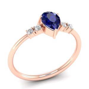 แหวนหมั้นเพชรโมอิสซาไนต์ทอง 14K ราคาส่ง REYES สำหรับผู้หญิง แหวนหรูหราทรงลูกแพร์ ประดับพลอยไพลินสีน้ำเงิน 0.75 กะรัต เครื่องประดับชั้นดี - Product Image 2