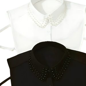 White Black Pearl Collar Detachable Women Faux Shirt Collar Necklace Blouse Accessory Elegant Stylish Fit - Product Image 1