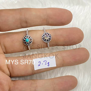 <b>925</b> Sterling <b>Silver</b> With Bezel Setting Round Cut Shape Fine <b>Ring</b> With Flower Design Gemstone Elegant Bulk Wholesale <b>Silver</b> <b>Rings</b> - Product Image 1