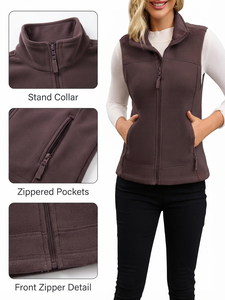 Chaleco polar de invierno para mujer con logotipo personalizado, nuevo, con cremallera, informal, talla grande, sin mangas, personalizado, a bajo precio. - Product Image 5