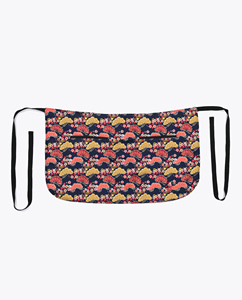 Capa de peluquería con cintura ajustable, delantal textil para salón con estampado de flor de cerezo y nubes en azul marino - Product Image 1