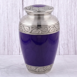 <b>Red</b> Gold Leaf Pattern Hand Carved American Style Brass Adult Cremation Urn Glossy Finish for Human Ashes Funeral Memorial Burial - Product Image 5