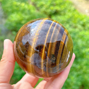 Esfera de Ojo de Tigre, Bola de Piedra Pulida con Patrón de Rayas, Globo de Cristal Natural, Decoración Coleccionable, Feng Shui - Product Image 1