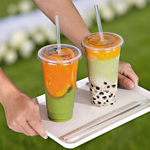 แก้วกาแฟเย็นแบบใช้แล้วทิ้ง ย่อยสลายได้ เป็นมิตรกับสิ่งแวดล้อม ทำจาก PET/PLA พร้อมฝาและหลอด ปลอดสาร BPA ป้องกันการรั่วซึม ใช้กับช่องแช่แข็งได้ ขนาด 8-300 มล. - Product Image 3