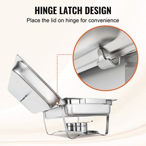 Set Buffet in Acciaio Inossidabile da 8 Qt, 4 Pezzi, Scaldavivande Rettangolare con Contenitori Grandi, Controllo Manuale della Temperatura, Alimentazione ad Acqua - Product Image 4