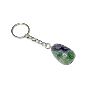 Porte-clés en pierre naturelle, Fluorite brute, quartz, enveloppe de guérison, pierre précieuse dorée, cristal, vente en gros - Product Image 1