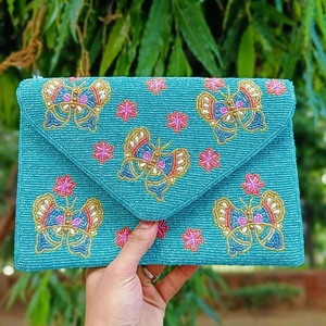 Luxury Bohemian Multicolor Geometric Beaded Messenger Bag for Women and Girls Rainbow Pattern <b>Envelope</b> Style Bags Perfect Gifts - Product Image 4
