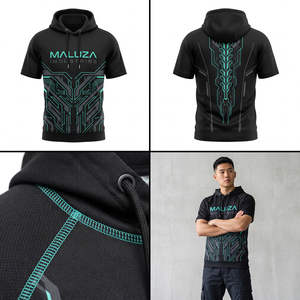 Premium 350grams Heavyweight <b>Short</b> <b>Sleeve</b> Regular Fit <b>Hoodie</b> <b>Men</b> Custom for Graphic Distressed Raw Hem Streetwear Autumn - Product Image 5