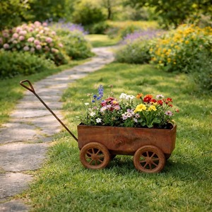 Maceta rústica de acero corten para exteriores, para decoración de jardín con flores coloridas y plantas verdes de la India. - Product Image 5