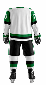 Custom Ice Hockey Uniform Men's <b>White</b> Green Black Sublimated Jersey Full Sleeve Moisture Wicking All Seasons Adult Size - Product Image 4
