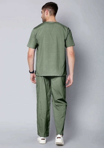 Ensemble de blouses médicales pour hommes, vert olive, col en V, coton et polyester tissé, pantalon d'uniforme d'hôpital - Product Image 2
