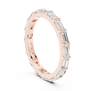 Anillo de Eternidad de Diamantes con Corte Esmeralda de Lujo, Oro de 14K/18K, Anillo de Boda con Diamantes Baguette, Joyería Personalizada - Product Image 6