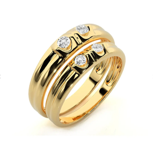 925 Sterling Silver Gold Plated Double Stone <b>Couple</b> <b>Rings</b> - Product Image 2