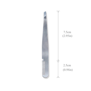 Private Label High Precision Stainless Steel Eyebrow Tweezer with Built-in Comb End Durable Silver Makeup Tweezers Beauty <b>Tools</b> - Product Image 2