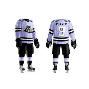 Ensemble d'uniformes de hockey sur glace personnalisés avec badge brodé et impression par sublimation |   Pantalons en jersey OEM en gros - Product Image 1