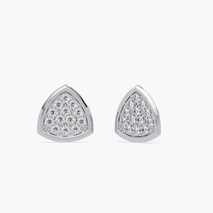 Pendientes de Diamante Cultivado en Laboratorio, Diseño Triangular, Oro Amarillo de 14K, Pavé, Diseño Geométrico Pequeño, Certificado IGI, Elegantes y Minimalistas, para Compromiso - Product Image 4