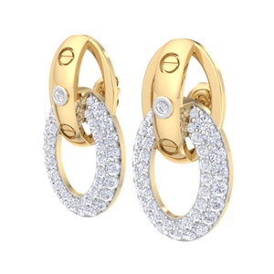 Pendientes de Aro con Diamantes Chapados en Oro de 18K de Primera Calidad, Pendientes Largos con Eslabones Ovalados Entrelazados de Lujo para Mujer, Joyería Fina - Product Image 3