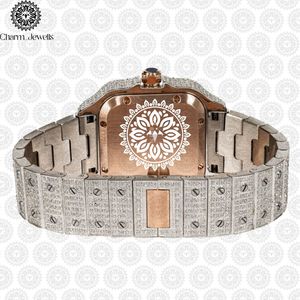 Montre pour homme Charm_Jewells en acier inoxydable avec accents de diamants, mouvement analogique mécanique, fermoir pliant, cadran de 40 mm, 10 bars, luxe et mode - Product Image 2