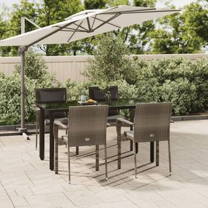 Set da Pranzo da Giardino in Rattan Grigio per 4 Persone, Resistente alle Intemperie, Design Contemporaneo - Product Image 1