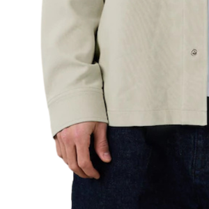Mid Sage Green Jersey Twill Popper Shacket <b>Mens</b> <b>Long</b> Sleeve Casual Shirt <b>Jacket</b> With Double Chest Pockets Snap Button Front - Product Image 6