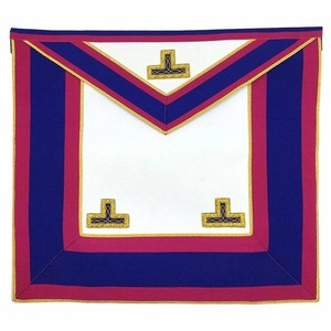 Tablier maçonnique junior de cérémonie bleu roi et bordeaux, tissé, avec bordure dorée - Product Image 1