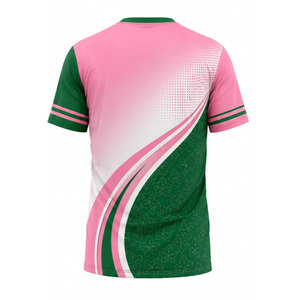 T-shirt de sororité de haute qualité au design le plus récent, rose et vert, manches courtes, coupe classique, col rond, imprimé, décontracté, pour homme - Product Image 6