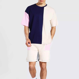 Wholesale 100% Cotton Heavyweight Street Wear T-<b>shirt</b> <b>Shorts</b> <b>Set</b> Stand Collar Knitted Eco-Friendly Sporty Summer Wear <b>Set</b> <b>Men</b> - Product Image 2
