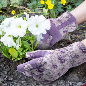 Colorful Floral Microfiber Ambidextrous Anti-Resistant Anti-Slip Palm Work Leather Gardening <b>Gloves</b> for Outdoor Gardening Work - Product Image 2