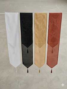 Simple Solid Color Polyester Table Runner with Tassels for Home Use - Product Image 3