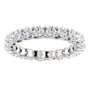 Anillo de Boda de Eternidad Completa con Moissanita Redonda, Plata de Ley 925, Apilable, Anillo de Aniversario Nupcial, Regalo de Boda de Lujo para Ella - Product Image 4