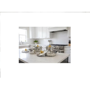 Juego de Ollas y Sartenes de Acero Inoxidable Ecológico de Primera Calidad, con Tapa Dorada en Forma de Calabaza, Diseño Europeo, Compatible con Inducción y Horno - Product Image 1