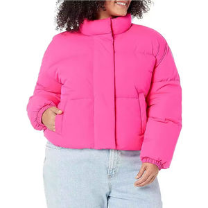 Manteau d'hiver oversize pour femme avec rembourrage en coton, doudoune courte d'extérieur avec col contrastant pour femme - Product Image 2