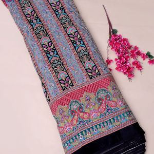 ผ้าไหมเครปพิมพ์ลาย AMBICA พรีเมียม ปักลายดอกไม้สีสันสดใส ลายพิมพ์เพสลีย์หนาแน่น สำหรับเสื้อผ้าและของตกแต่งบ้าน - Product Image 2
