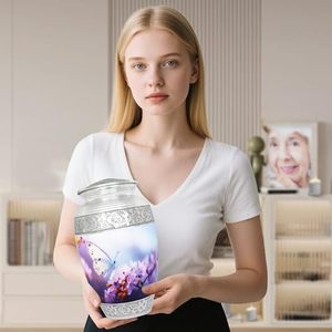 Urne funéraire commémorative en aluminium pour adultes, style exclusif, avec couvercle sécurisé et détails raffinés, pour le stockage des cendres. - Product Image 3