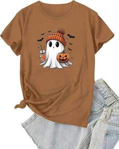 T-shirts décontractés pour femmes, coupe classique, tendance estivale, avec manches raglan contrastées, 100% coton tissé, motif imprimé - Product Image 2
