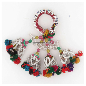 Pulseras Gitanas Antiguas Raras, Pulsera Bohemia Banjara Kutch, Brazalete Tribal Banjara Auténtico, Pulsera de Tobillo con Borlas para Danza del Vientre - Product Image 1