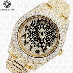 Reloj Charm_Jewells de Lujo con Diamantes en Oro Amarillo, Esfera Redonda de 40 mm, Movimiento de Cuarzo Analógico, Cierre Plegable, Unisex, a la Moda - Product Image 5