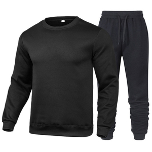 Ensemble sweat à capuche et pantalon en coton tricoté 100 % pour homme – Motif lettres extensible, respirant, avec poches – Idéal pour l'hiver - Product Image 1