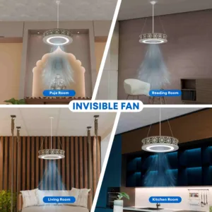 Ventilateur de plafond invisible moderne avec lumière LED, moteur BLDC de 13 pouces, finition bois, compact, 220V, économie d'énergie, décoration intérieure - Product Image 3