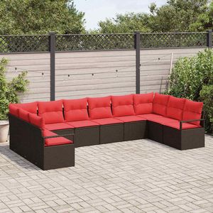 Ensemble de canapés de jardin en polyrotin marron, 10 pièces, avec coussins - Product Image 3