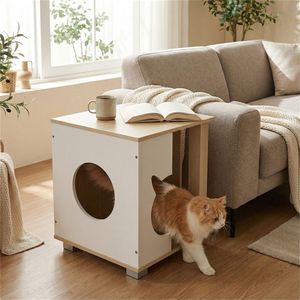 Base in Metallo Robusta Antiscivolo, Arredamento per Animali Domestici, Casa per Gatti in Legno Multiuso, Comodino - Product Image 6