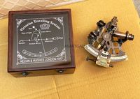 Réplique de sextant en laiton Kelvin Hughes 1917, style moderne, antique et vintage, avec boîte de rangement en bois sculpté, pour navigation nautique