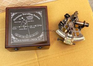Réplica Premium del Sextante de Latón Kelvin Hughes de 1917 con Caja de Almacenamiento de Madera, Instrumento de Navegación Náutica, Regalo Decorativo - Product Image 4