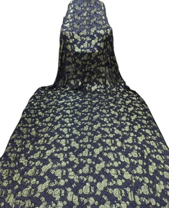 Luxury Women's Viscose Dirac Floral Printed Set Gold Shimmer Long Embroidery Spandex Polyester <b>Blend</b> Eco-Friendly Quick Dry - Product Image 5