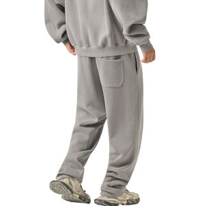 Pantalon de survêtement en molleton de coton de haute qualité, coupe droite épaisse, idéal pour porter par-dessus les chaussures, avec logo personnalisé et broderie 3D - Product Image 3