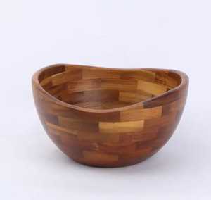 Tazón de Madera de Mango Ecológico Hecho a Mano con Diseño Floral en Acuarela Azul, Estilo Rústico, para Servir Ensaladas - Product Image 5