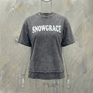 Snowgrace Men's Oversized Cotton/Bamboo Fiber Solid Short Sleeve Street Style Washed Jersey O-Neck T-<b>Shirt</b> - Product Image 6