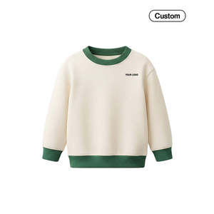 เสื้อสเวตเชิ้ตเด็กผู้ชายผ้าคอตตอนเทอร์รี่เนื้อหนักแบบซักแล้ว คอริบตัดสี  ปรับแต่งได้ตามต้องการ - Product Image 5