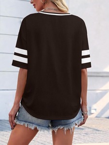<b>Women</b> V Neck <b>Mesh</b> T-Shirt Short Sleeve Leopard Print 01 Number Loose Fit Sporty Style Spring Summer Wear - Product Image 3